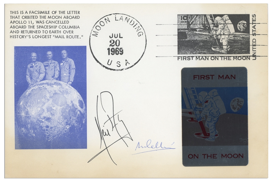 Neil Armstrong & Michael Collins Signed First Day Cover Measuring 9'' x 6''
